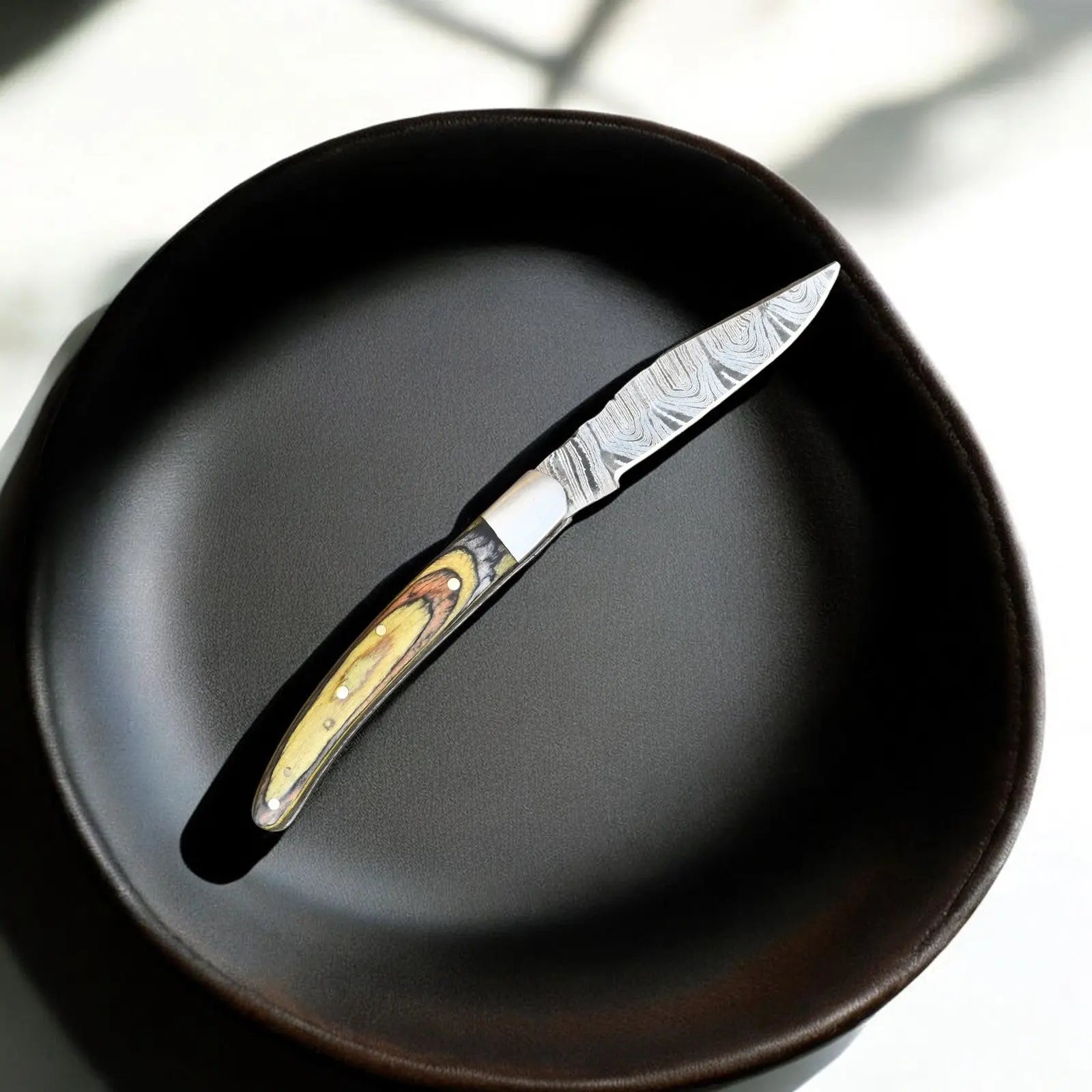Handmade Damascus Pocket Knife with Exotic Wood Handle Damascus Knife Store