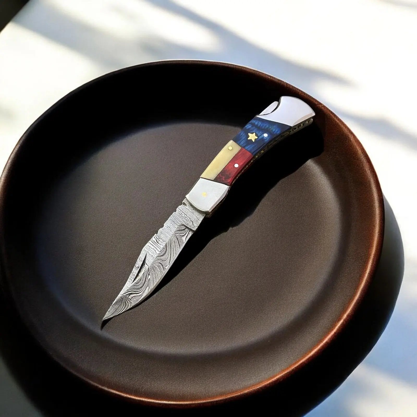 Handmade Damascus Pocket Knife with Pakka Wood Handle Damascus Knife Store