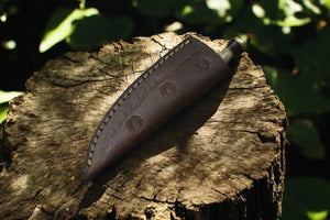 Handmade Damascus Skinning Knife – Antler Horn Handle Damascus Knife Store
