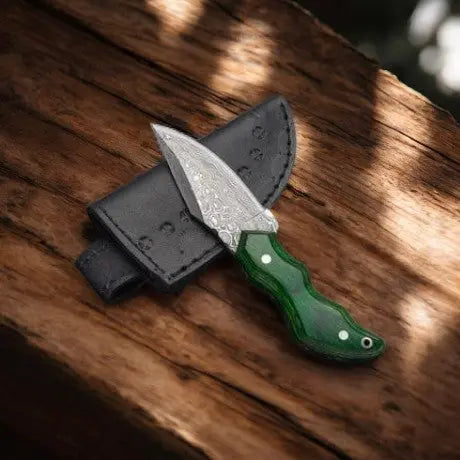 Handmade Damascus Skinning Knife with Epoxy Resin Handle Damascus Knife Store