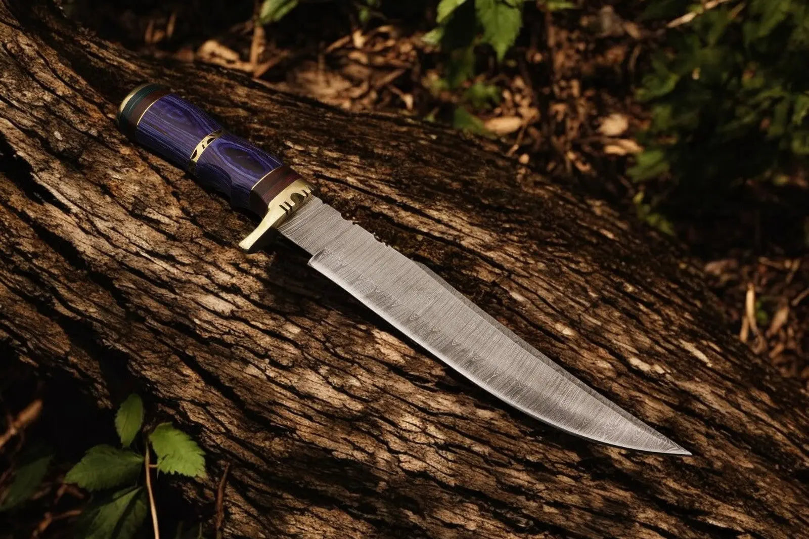 Handmade Damascus Steel Bowie Knife with Exotic Wood Handle - 15 Inches by Damascus Knife Store, Damascus knife main product photo