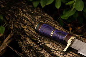 Handmade Damascus Steel Bowie Knife with Exotic Wood Handle - 15 Inches Damascus Knife Store