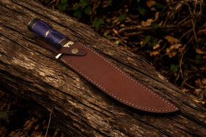 Handmade Damascus Steel Bowie Knife with Exotic Wood Handle - 15 Inches Damascus Knife Store