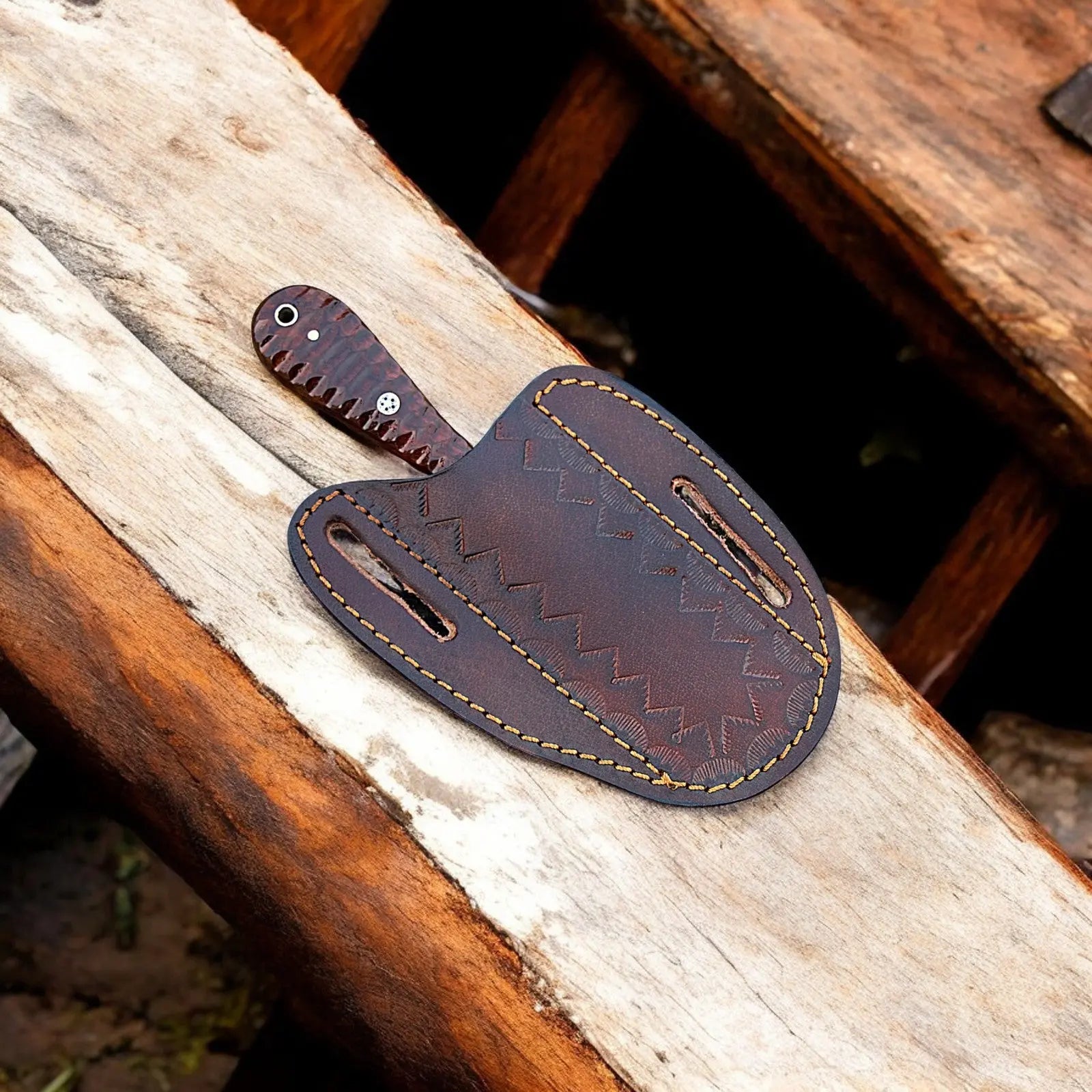 Handmade Damascus Steel Cowboy Knife with Rosewood Handle Damascus Knife Store