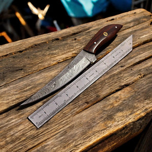 Handmade Damascus Steel Fillet Knife with Rosewood Handle Damascus Knife Store