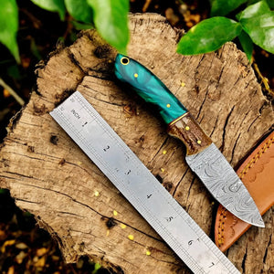 Handmade Damascus Steel Skinning Knife with Antler Horn Handle Damascus Knife Store