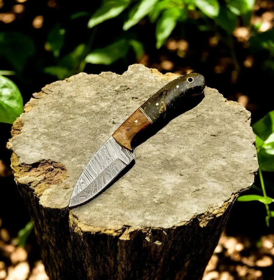 Handmade Damascus Steel Skinning Knife with Exotic Wood Handle by Damascus Knife Store, Damascus knife main product photo