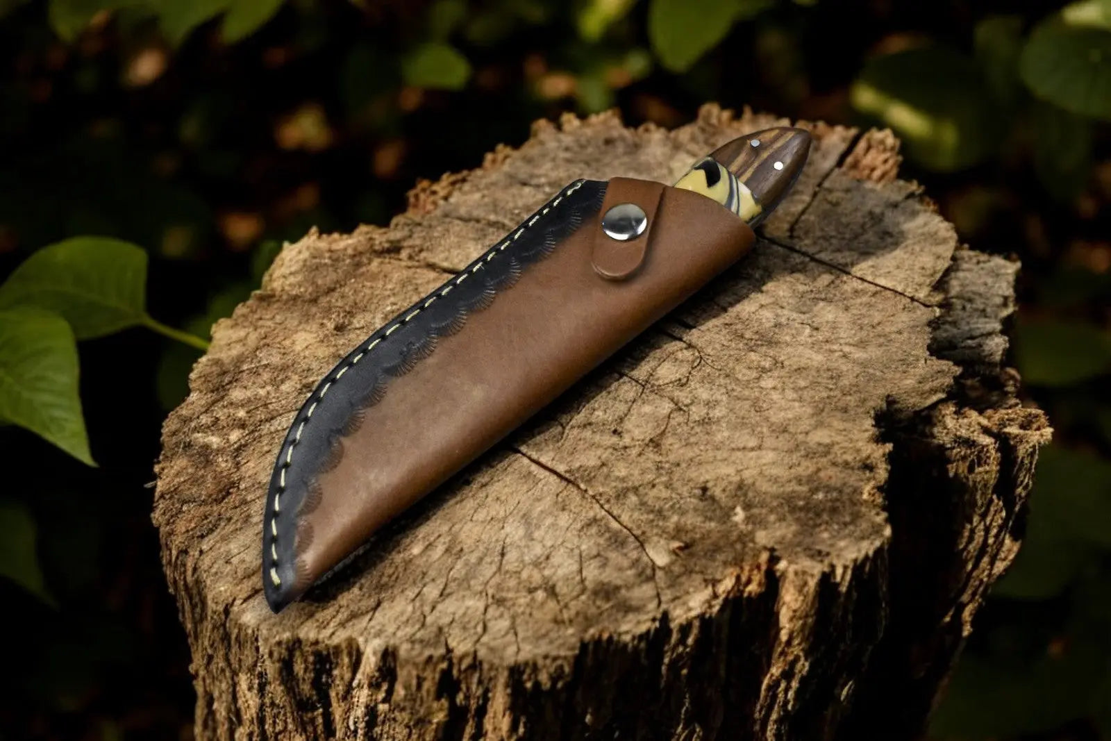 Handmade Damascus Steel Skinning Knife with Leather Sheath Damascus Knife Store