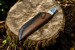Handmade Damascus Steel Skinning Knife with Leather Sheath Damascus Knife Store