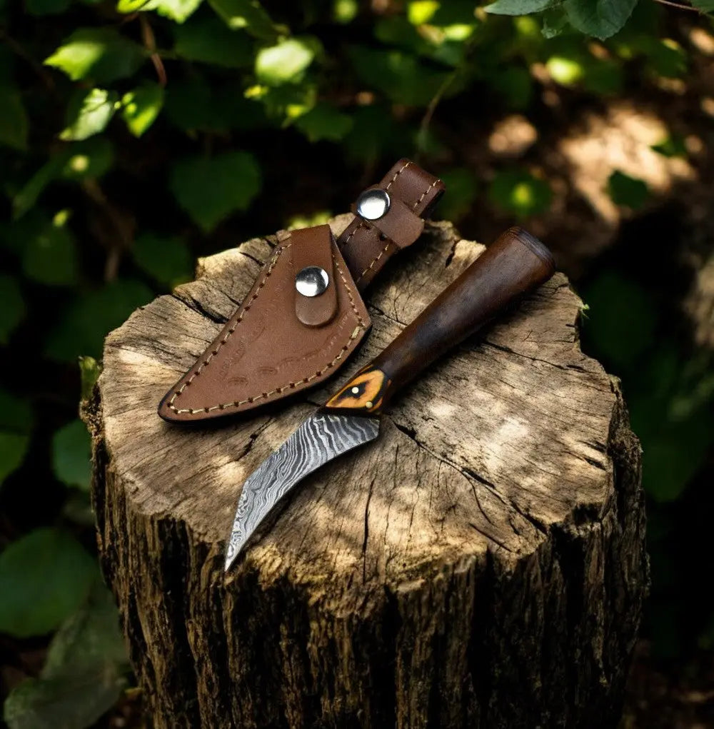 Handmade Damascus Steel Skinning Knife with Rosewood Handle by Damascus Knife Store, Damascus knife main product photo