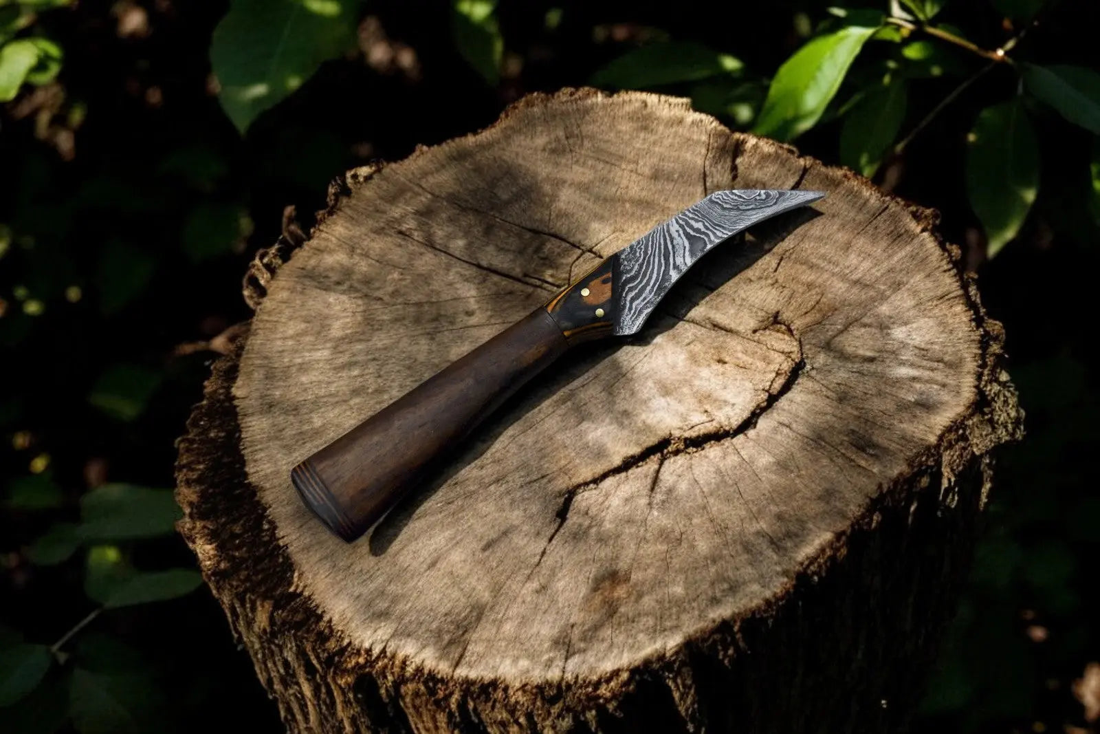 Handmade Damascus Steel Skinning Knife with Rosewood Handle Damascus Knife Store