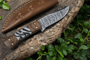 Handmade Damascus Steel Skinning Knife with Rosewood Handle Damascus Knife Store