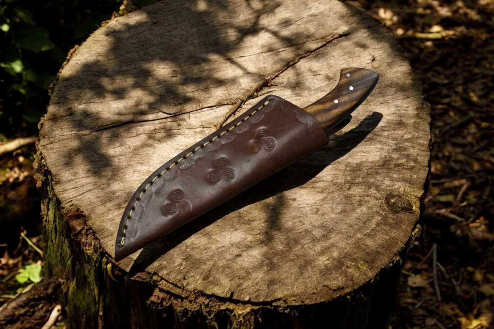 Handmade Damascus Steel Skinning Knife with Rosewood & Olivewood Handle Damascus Knife Store