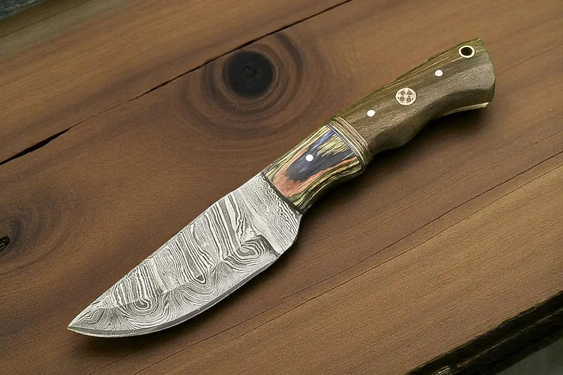 Handmade Damascus skinning Knife with Wooden Handle – 8" Damascus Knife Store