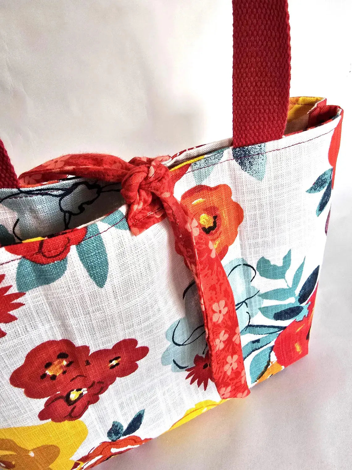Handmade Floral Bible Tote Bag – Christian Church Bag for Women, Red Strap Scripture Carryall, Faith Gift for Her Maypop House Designs