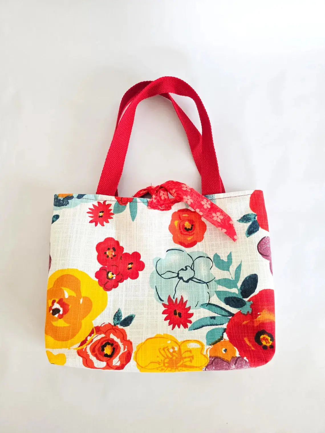 Handmade Floral Bible Tote Bag – Christian Church Bag for Women, Red Strap Scripture Carryall, Faith Gift for Her Maypop House Designs