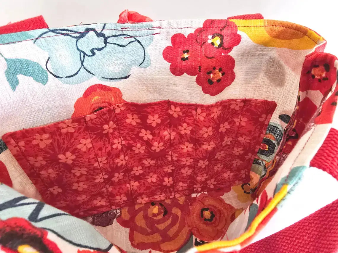 Handmade Floral Bible Tote Bag – Christian Church Bag for Women, Red Strap Scripture Carryall, Faith Gift for Her Maypop House Designs