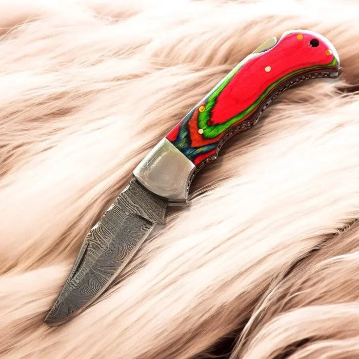 Handmade Folding Knife – 3" Damascus Steel Blade by Damascus Knife Store, Damascus knife main product photo
