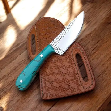 Handmade Ranch Cowboy Knife – 8" with Epoxy Resin Handle Damascus Knife Store