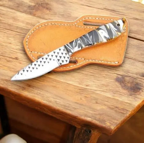 Handmade Ranch Knife with 4" Blade & Resin Handle by Damascus Knife Store, Damascus knife main product photo