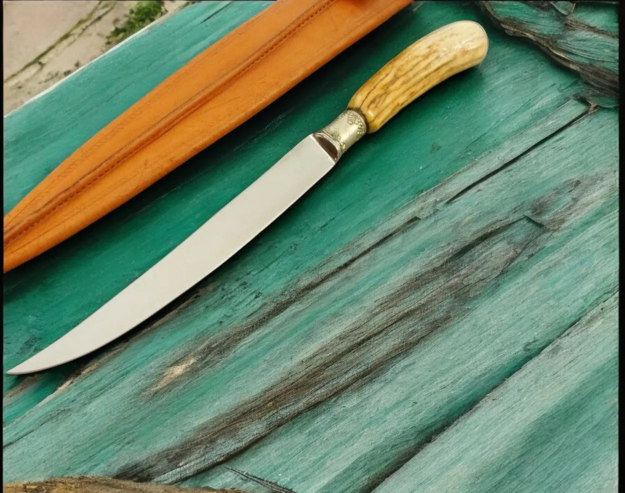 Handmade Stainless Steel Fillet Knife with Ash Wood Handle Damascus Knife Store