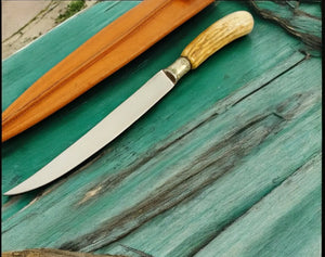Handmade Stainless Steel Fillet Knife with Ash Wood Handle Damascus Knife Store