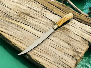 Handmade Stainless Steel Fillet Knife with Ash Wood Handle Damascus Knife Store