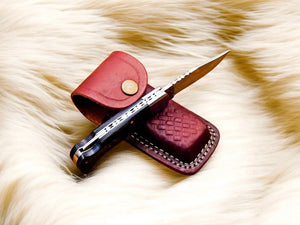 Handmade Stainless Steel Pocket Knife with Exotic Wood Damascus Knife Store
