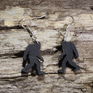Bigfoot Wooden Dangle Earrings | Sasquatch Cryptid Jewelry