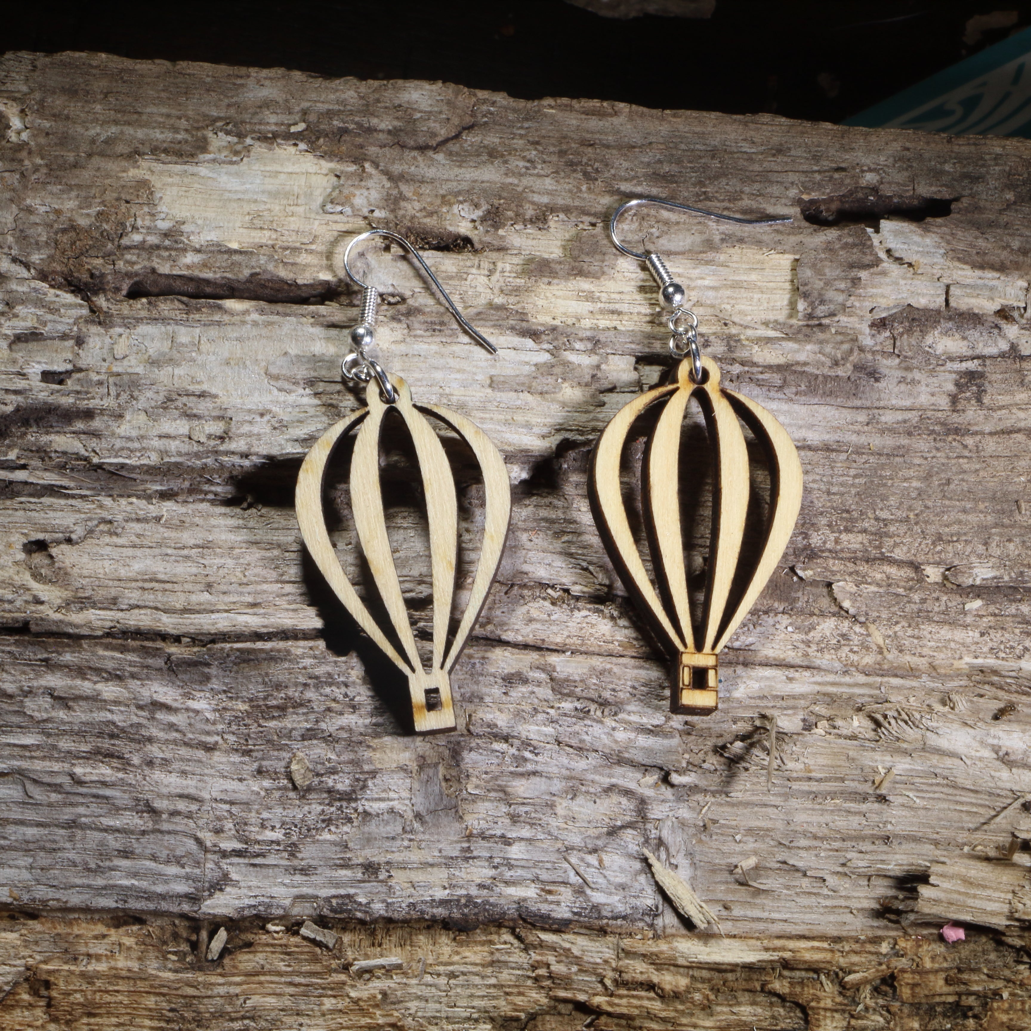 Hot Air Balloon Wooden Dangle Earrings | Travel Jewelry