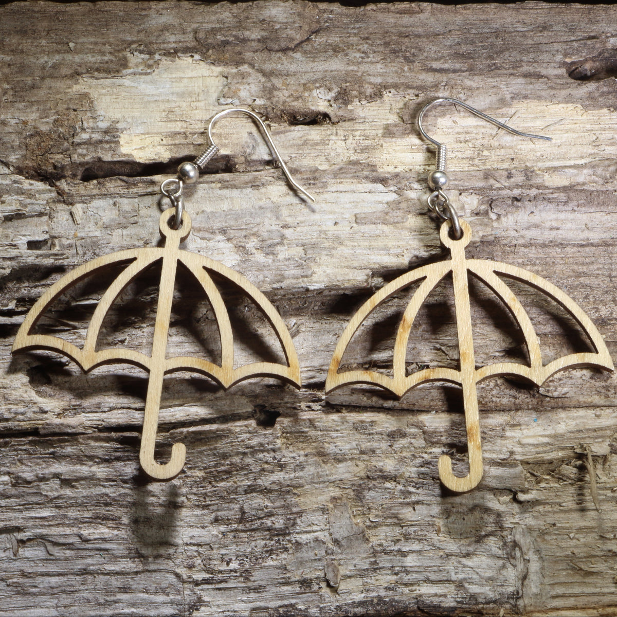 Rainy Day Umbrella Wooden Dangle Earrings | Weather Jewelry by Cate's Concepts, LLC
