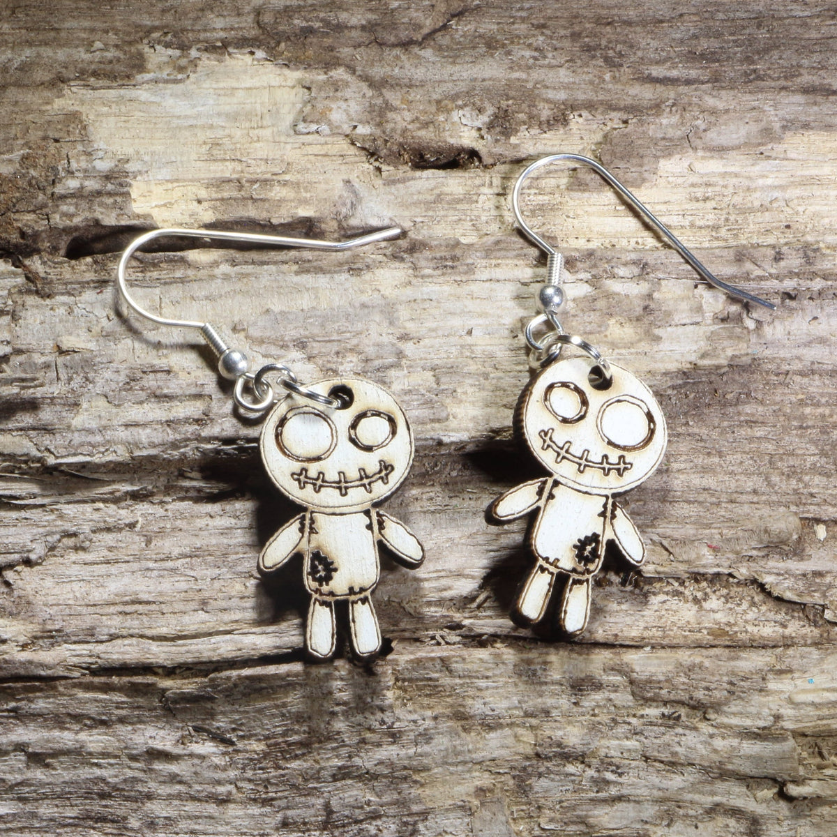 Voodoo Doll Wooden Earrings | Mardi Gras Gothic Jewelry by Cate's Concepts, LLC
