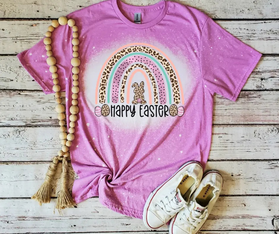 Happy Easter Bleached Shirt Southern Backroad Tees LLC