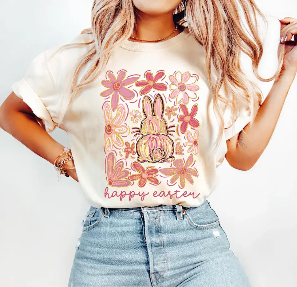 Happy Easter Floral Shirt Southern Backroad Tees LLC