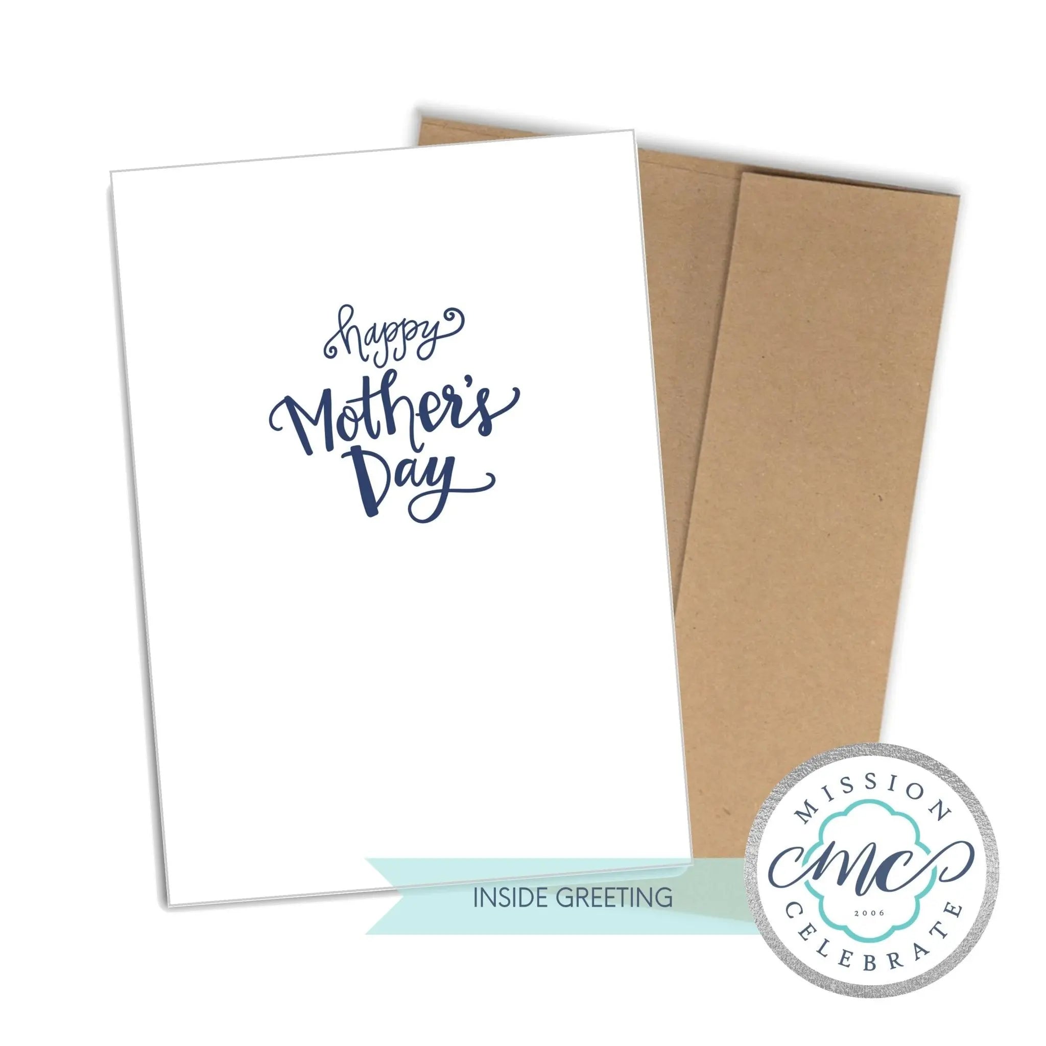 Happy Mother's Day card with envelope, hand-drawn art by Leslie Gonce at Main Street Collective.