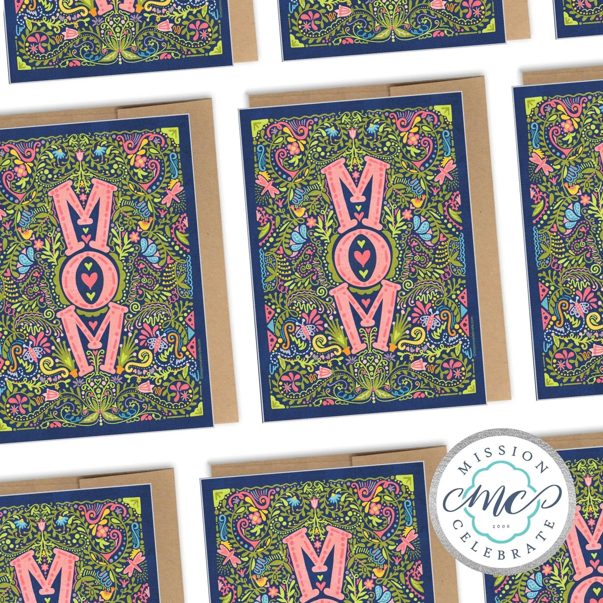 Mother's Day Greeting Card: Hand-Drawn Floral 'MOM' by Main Street Collective