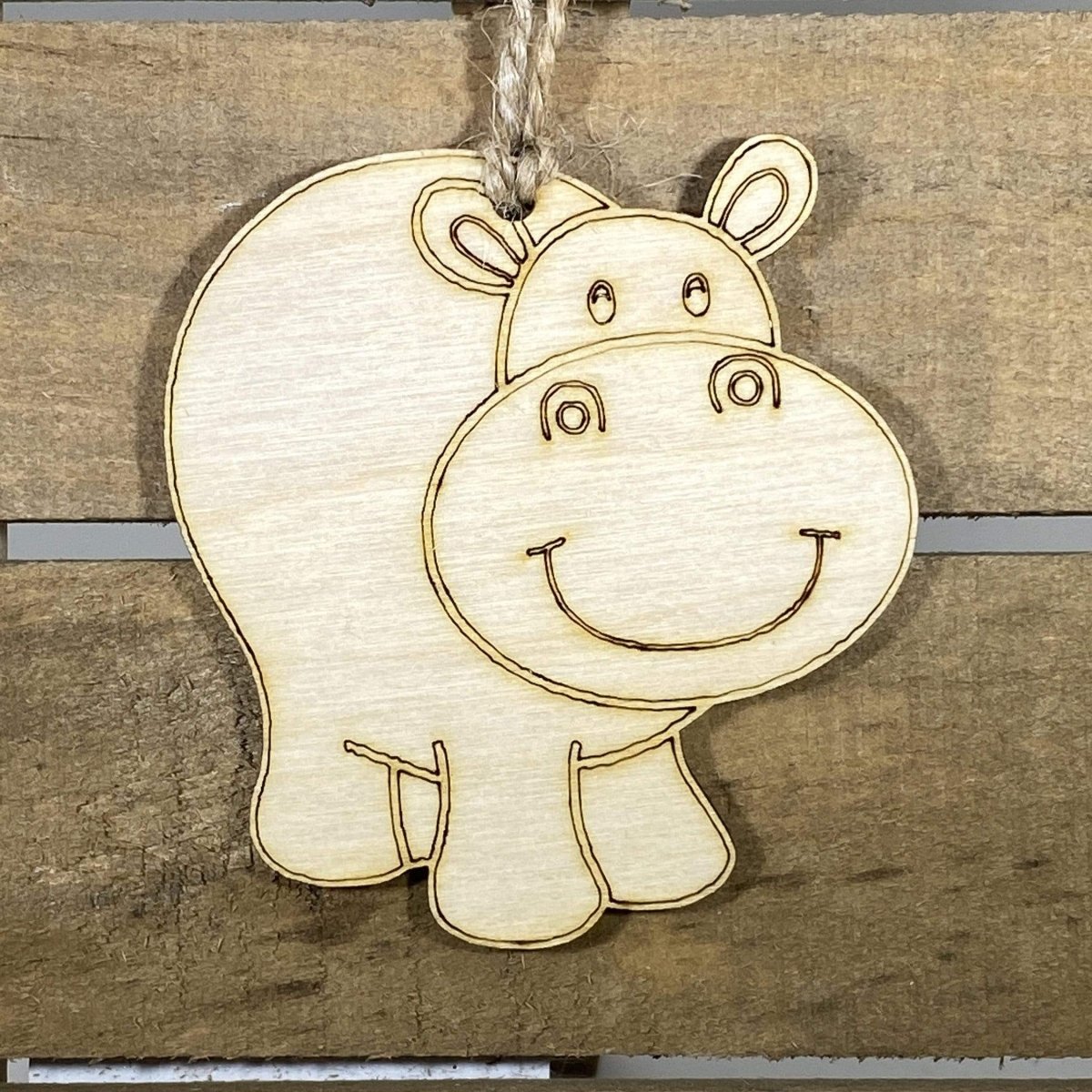 Happy Hippo Wooden Christmas Ornament | Cute Animal Holiday Decor