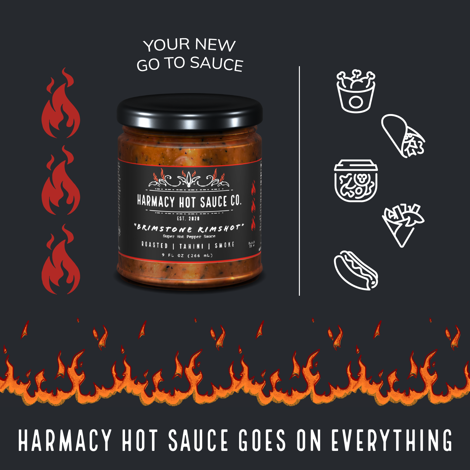 Brimstone Inferno - Extra Hot Roasted Red Pepper & Tahini (9oz)