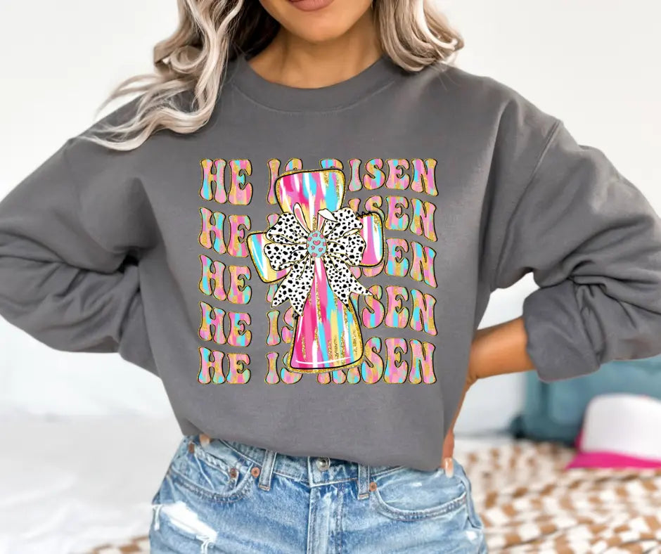 He is Risen Easter Sweatshirt by Southern Backroad Tees LLC, Southern lifestyle apparel main product photo