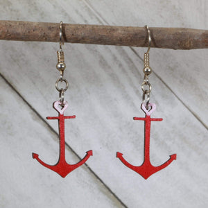Heart Anchor Wooden Dangle Earrings | Nautical Love Jewelry
