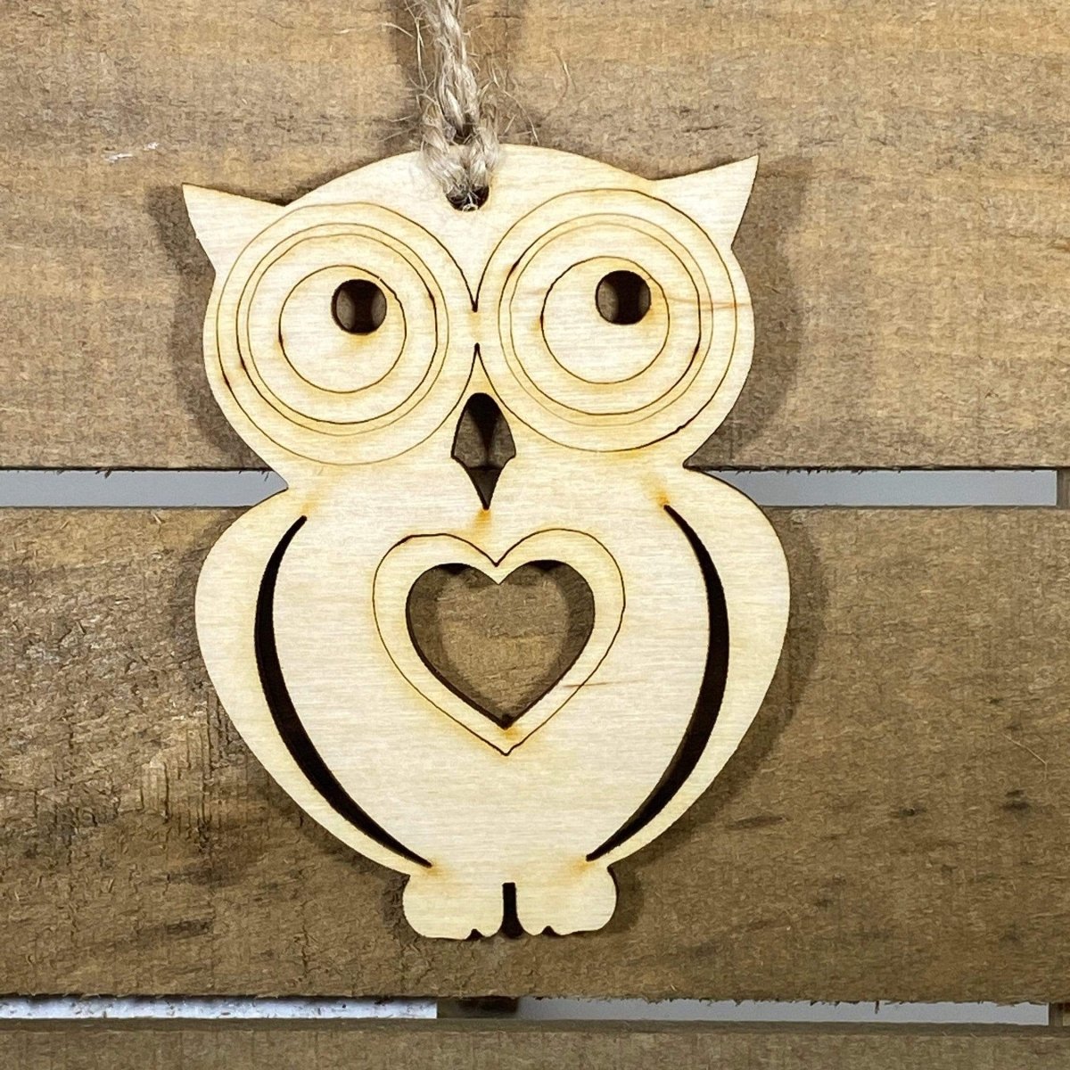 Heart Owl Wooden Christmas Ornament | Cute Love Owl Holiday Decor