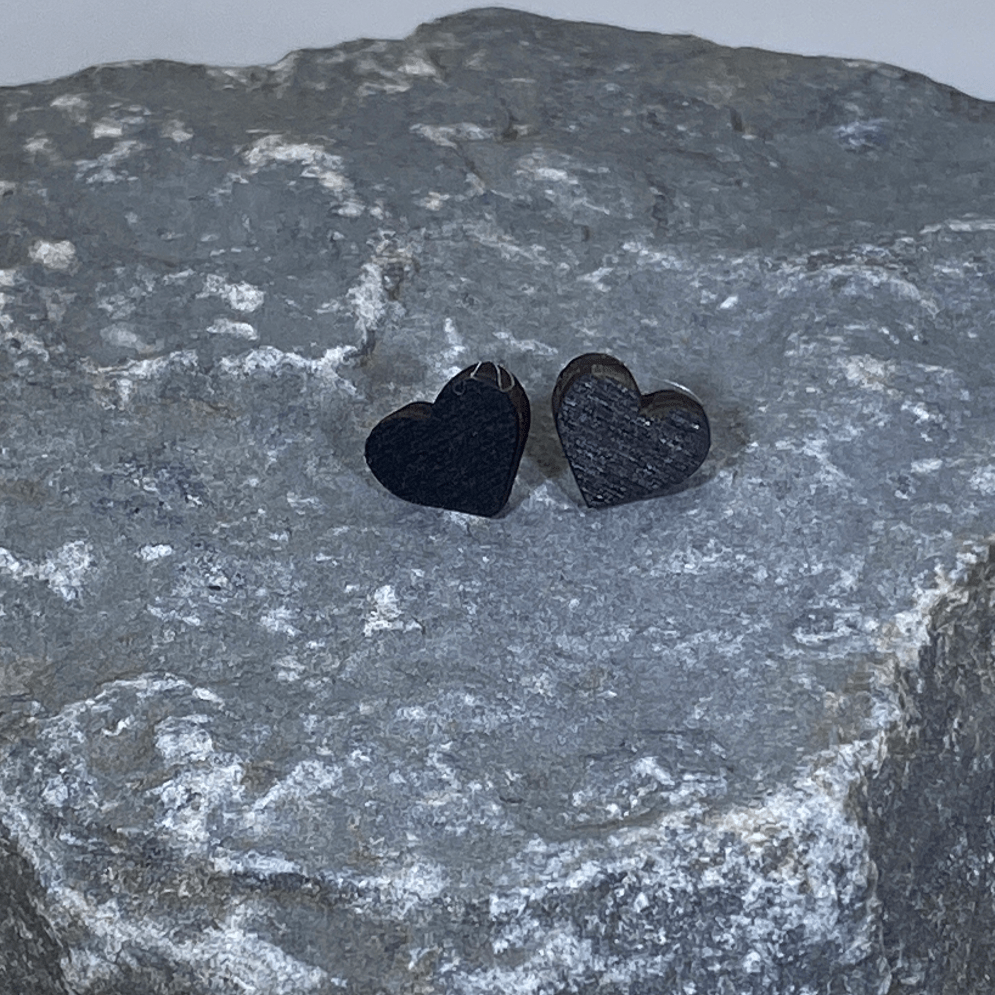 Heart Wooden Stud Earrings | Cute Everyday Jewelry by Cate's Concepts, LLC, handmade jewelry detail photo 2