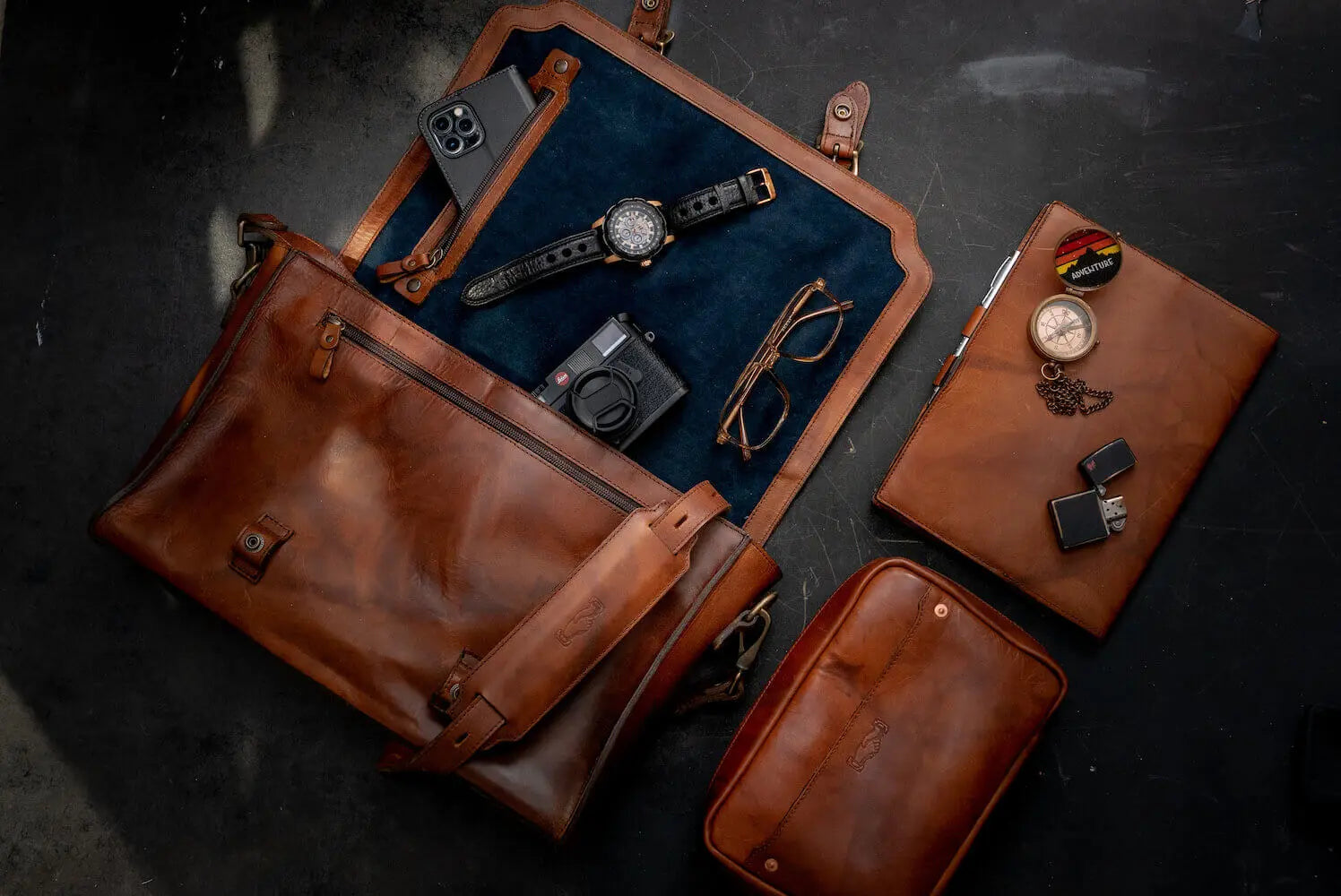 Heritage Leather Briefcase by Mission Mercantile Leather Goods, handmade leather goods detail photo 4
