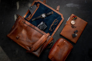 Heritage Leather Briefcase by Mission Mercantile Leather Goods, handmade leather goods detail photo 4