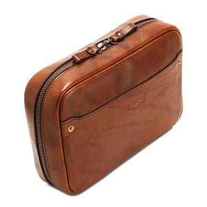 Heritage Leather "Doc" Electronics Organizer / Toiletry Kit by Mission Mercantile Leather Goods, natural skincare detail photo 11