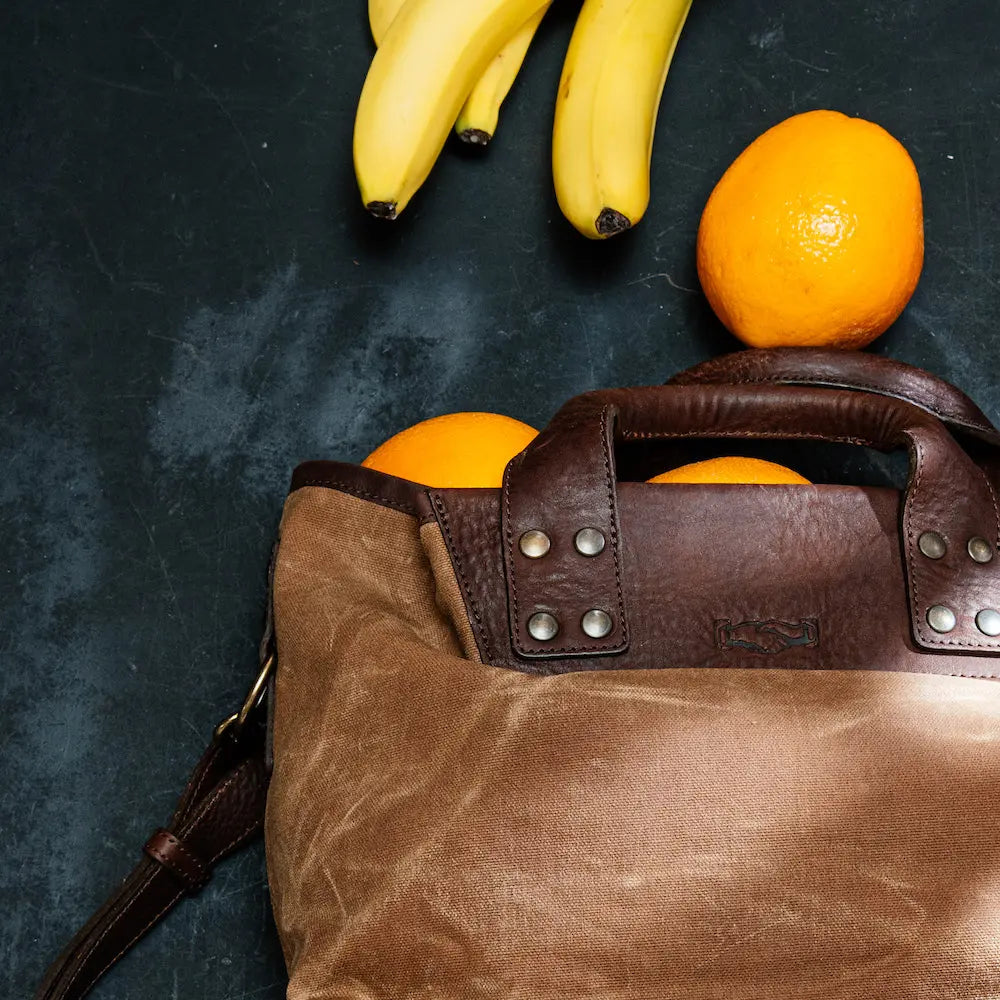 Heritage Waxed Canvas Medium Ice Block Tote Bag Mission Mercantile Leather Goods