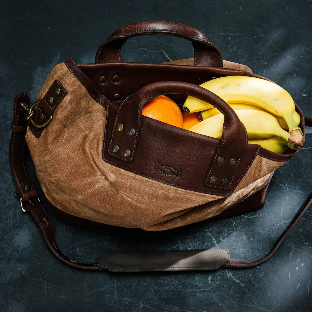 Heritage Waxed Canvas Medium Ice Block Tote Bag Mission Mercantile Leather Goods