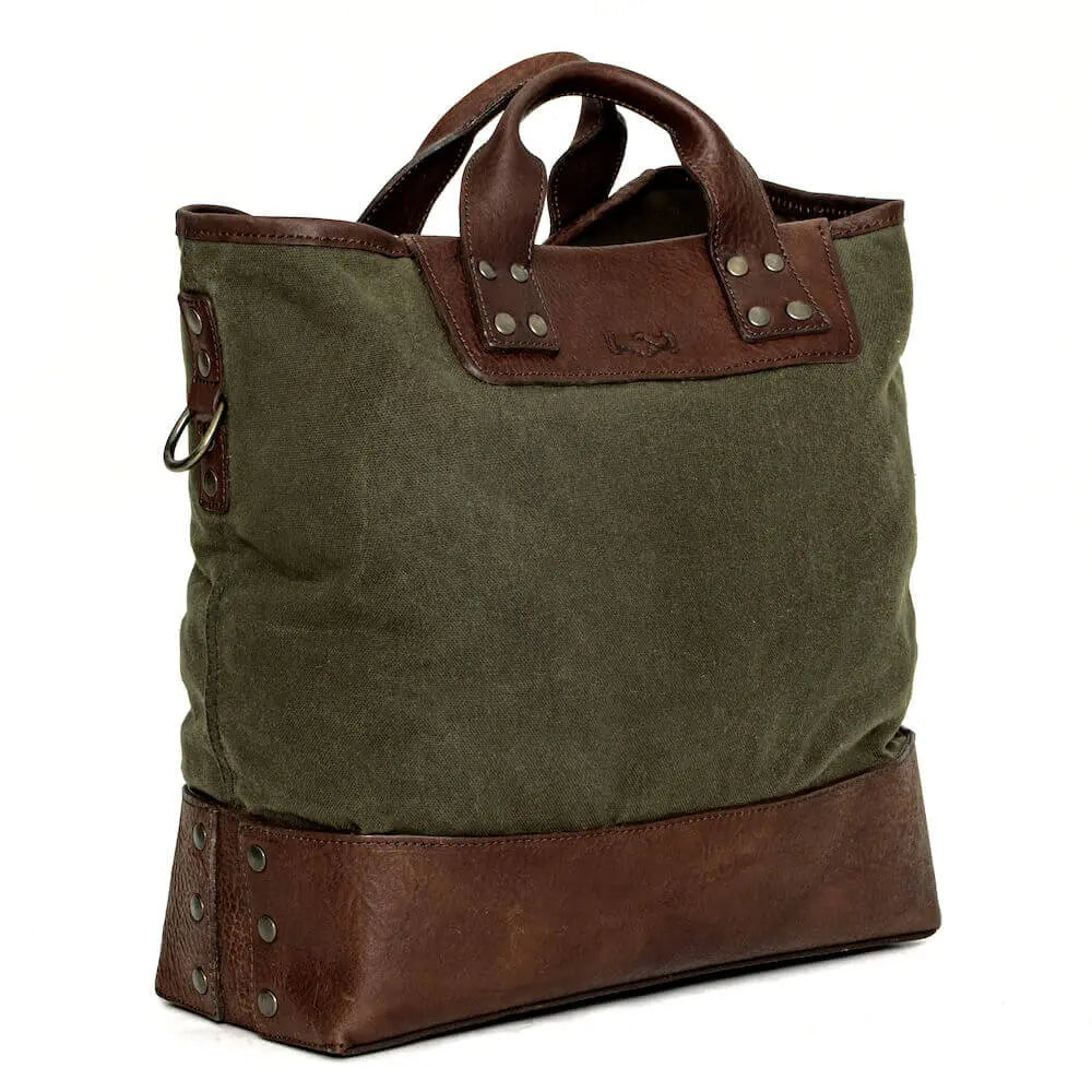 Heritage Waxed Canvas Medium Ice Block Tote Bag Mission Mercantile Leather Goods