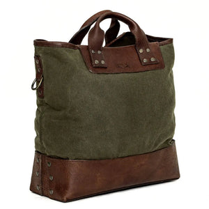Heritage Waxed Canvas Medium Ice Block Tote Bag Mission Mercantile Leather Goods