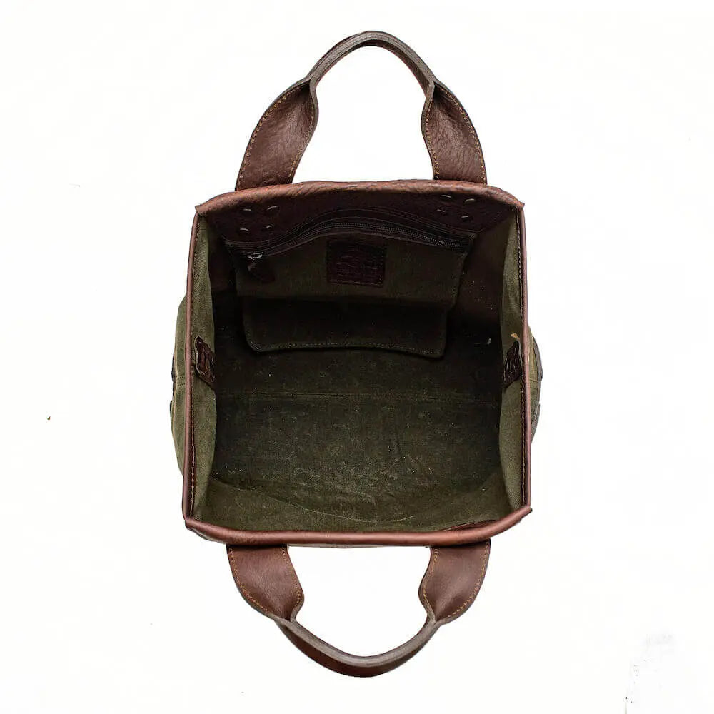 Heritage Waxed Canvas Medium Ice Block Tote Bag Mission Mercantile Leather Goods